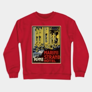 Vintage Travel Poster from Marini Strand Hotel Crewneck Sweatshirt